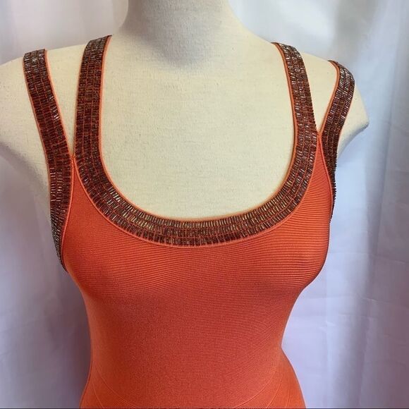 Marciano Coral Beaded Fit & Flare Bandage Dress - Picture 9 of 13